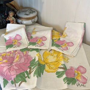 Set 4 Vintage MCM Vera Neumann napkins 16” x 16”